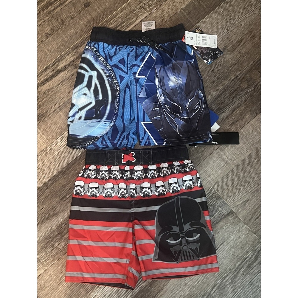 Boys Marvel Swim Trunks Shorts Black Panther Star Wars Size‎ XS 2T 3T New